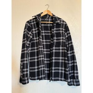 Hollister Black and White Flannel Shirt - Large